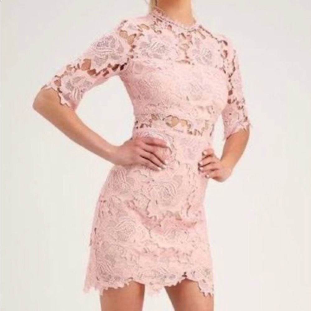 Lulus A Fine Romance Blush Pink Lace Dress